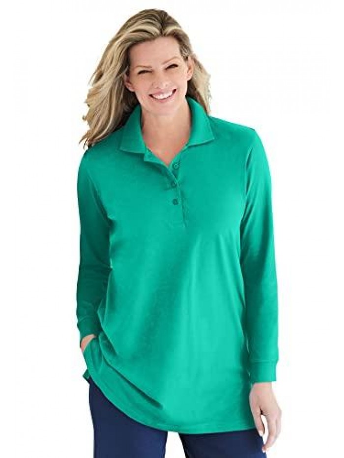 Within Women's Plus Size Long-Sleeve Polo Shirt 