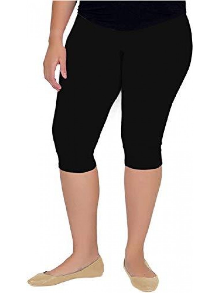 Knee-Length Leggings | Stretchy Leggings | Cotton Spandex | X-Small-7X Adult 