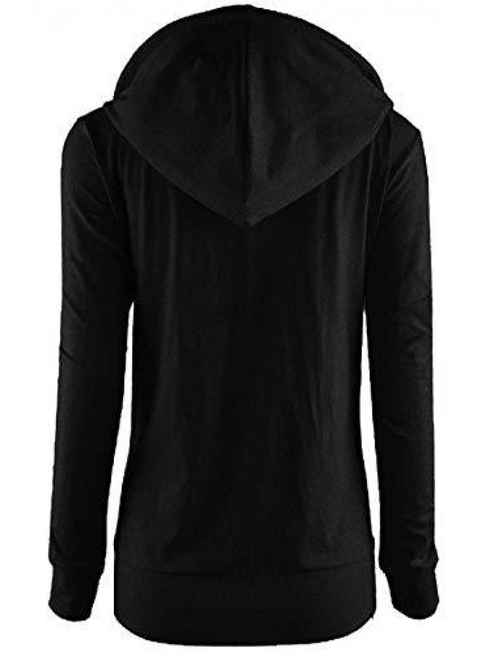 ARNES Women's Thermal Long Hoodie Zip Up Jacket Sweater Tops 