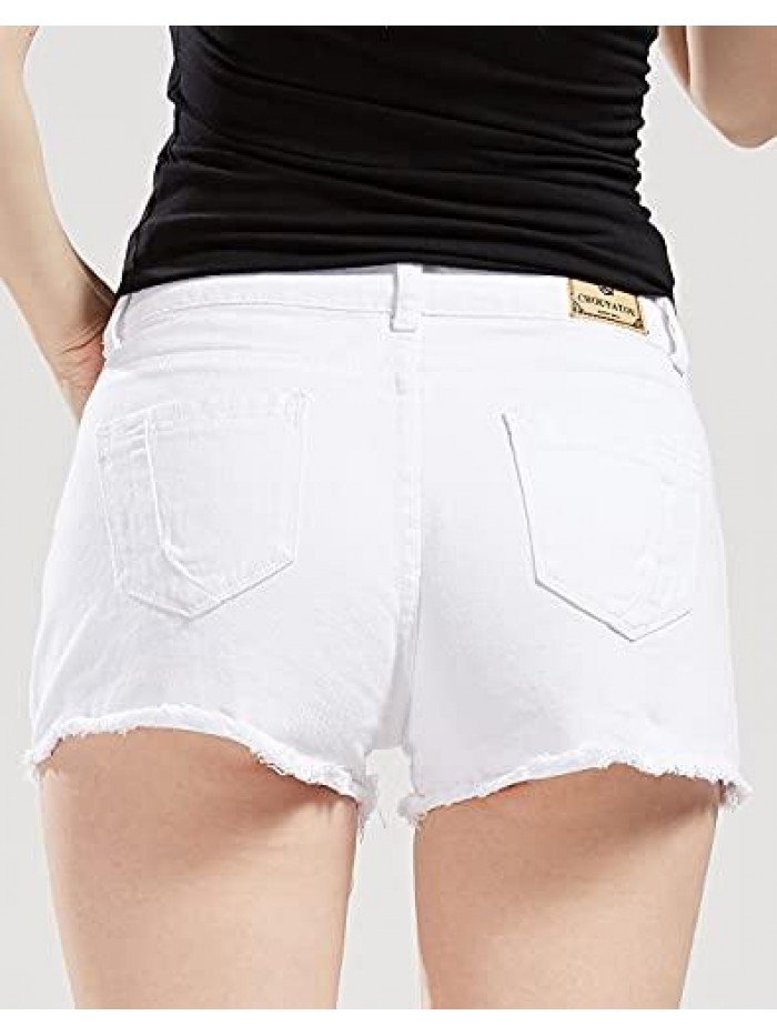 Women's Perfectly Fit 5-Pockets Ripped Denim Jean Shorts 