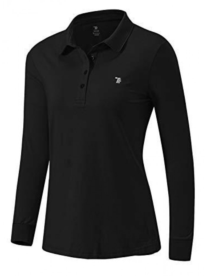 Women's Long Sleeve Polo Golf Shirts Casual Sports T-Shirts 