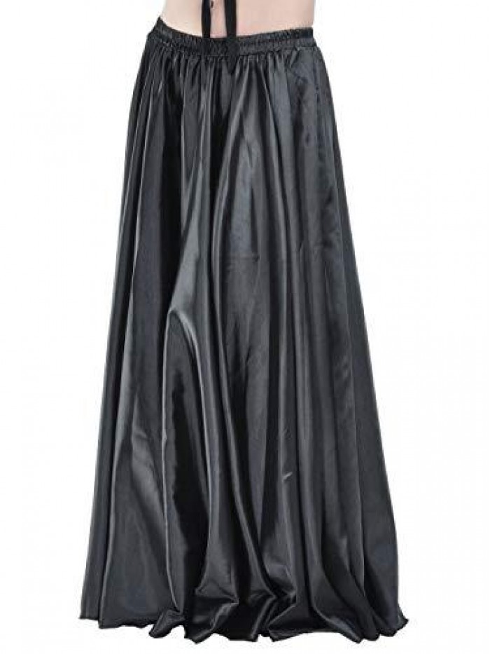 Trendy Women's Satin Full Circle Swing Halloween Belly Dance Tribal Skirt 