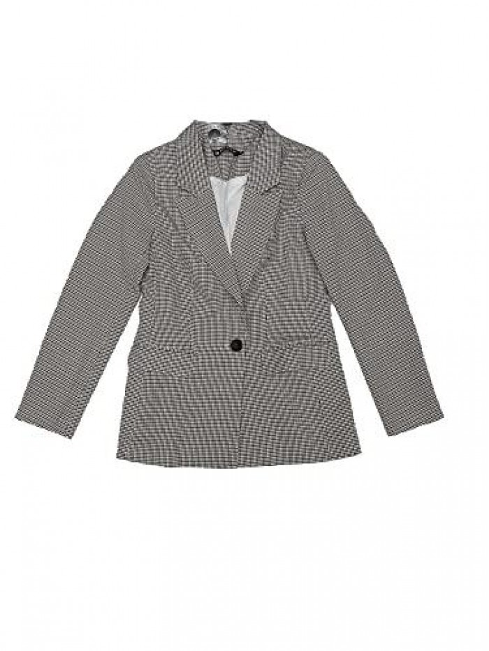 K Women's Plaid Notched Lapel One Button Houndstooth Blazer Jacket 