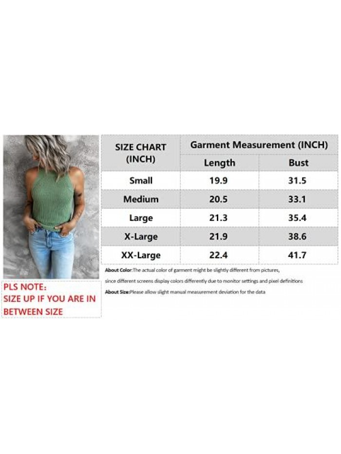 Womens Summer Loose Knit Shirts Sleeveless Halter Neck Sweater Tank Tops 