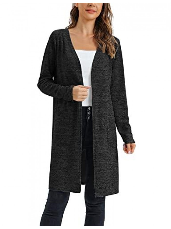 Open Front Cardigan Long Sleeve Lightweight Knitted Coat Sweaters Jackets Outwear 