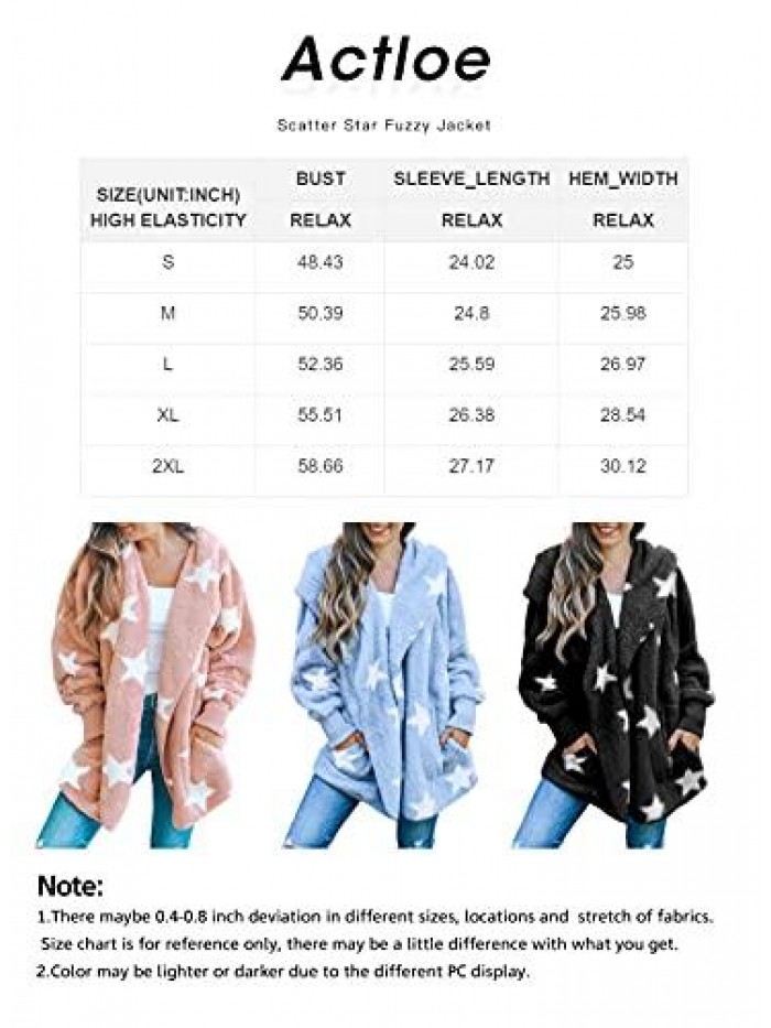 Womens Open Front Hooded Long Sleeve Cardigan Fleece Outwear with Pocket 