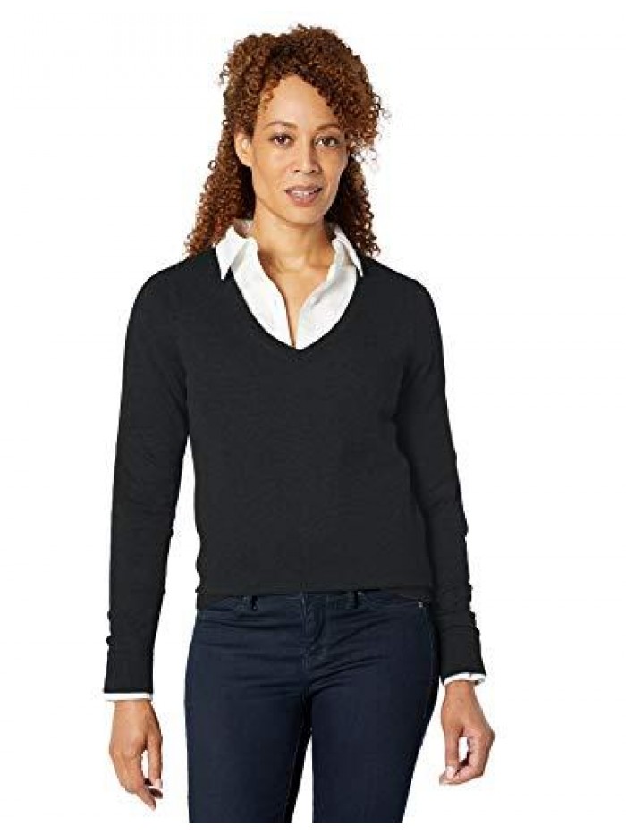 Women's Classic Fit Lightweight Long-Sleeve V-Neck Sweater  