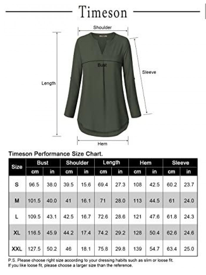 Women's Casual Chiffon V Neck 3/4 Sleeve Blouse Tops 