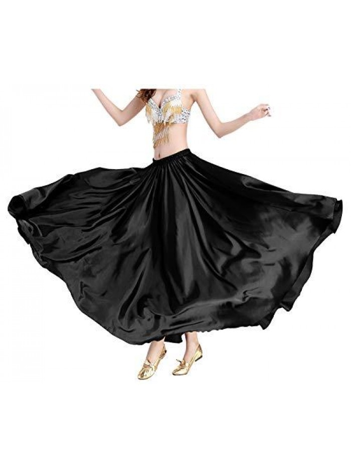 Trendy Women's Satin Full Circle Swing Halloween Belly Dance Tribal Skirt 