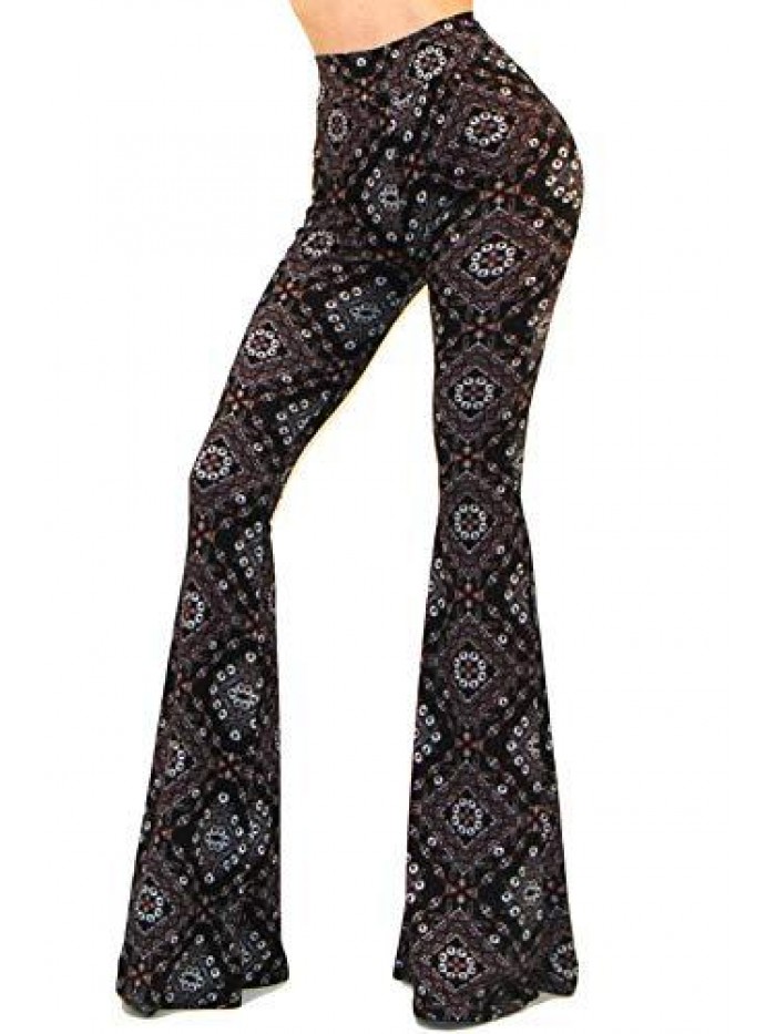 Women's USA Boho Comfy Stretchy Bell Bottom Flare Pants 