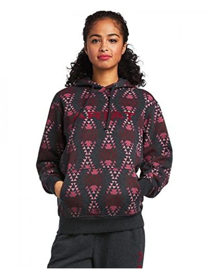 Women's Charcoal R.E.A.L. Southwestern Print Hoodie Pullover Sweatshirt 