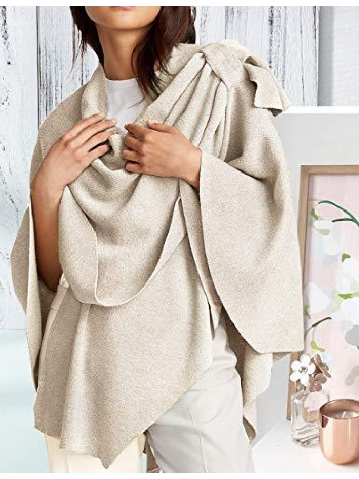 Large Cross Front Poncho Sweater Wrap Topper 