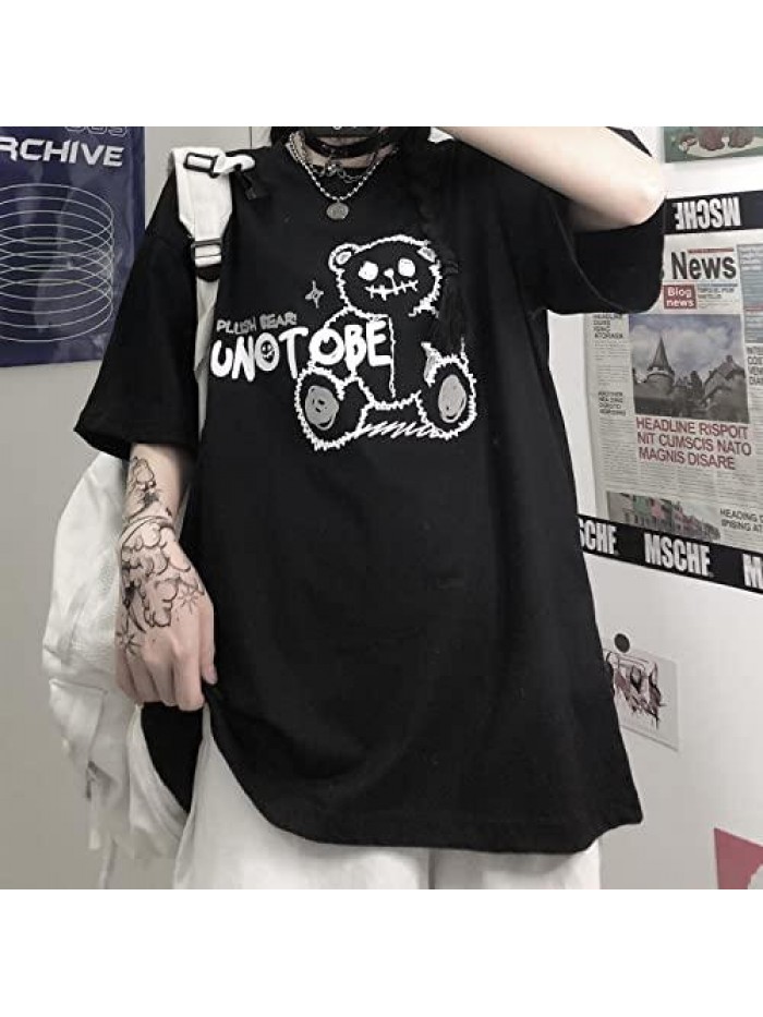 Grunge Gothic Bear Tops Print Harajuku Korean Clothes 