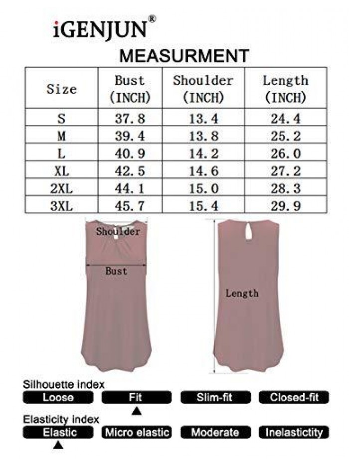 Women's Summer Sleeveless Pleated Back Closure Casual Tank Tops 