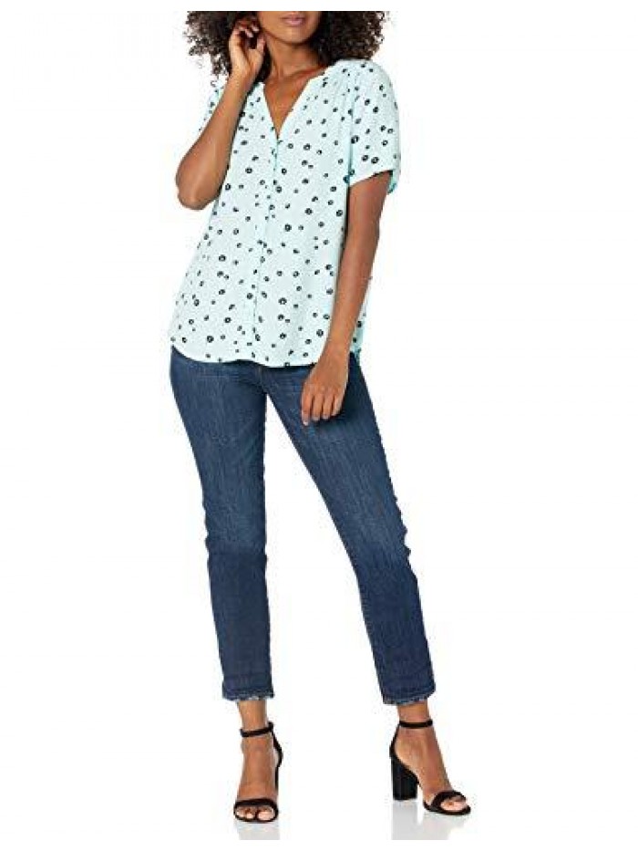 Women's Short-Sleeve Woven Blouse  