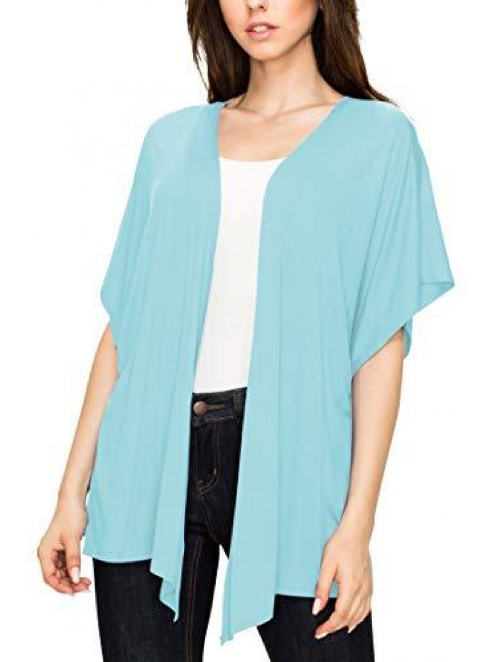 By Johnny Women's Kimono Style Short Sleeve Dolman Cardigan 