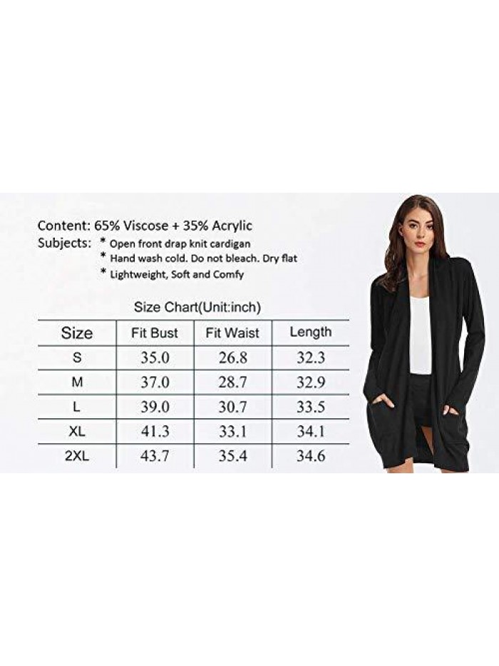 KARIN Women Open Front Cardigan Sweaters Pockets Long Sleeve Shrugs 