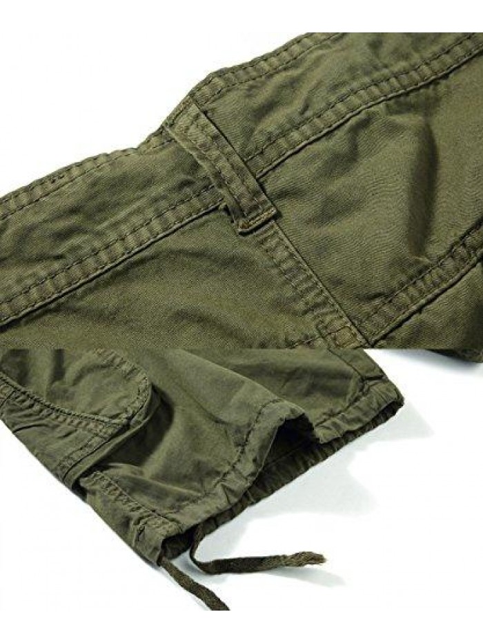 Women's Casual Fitted Multi-Pockets Camouflage Twill Bermuda Cargo Shorts 