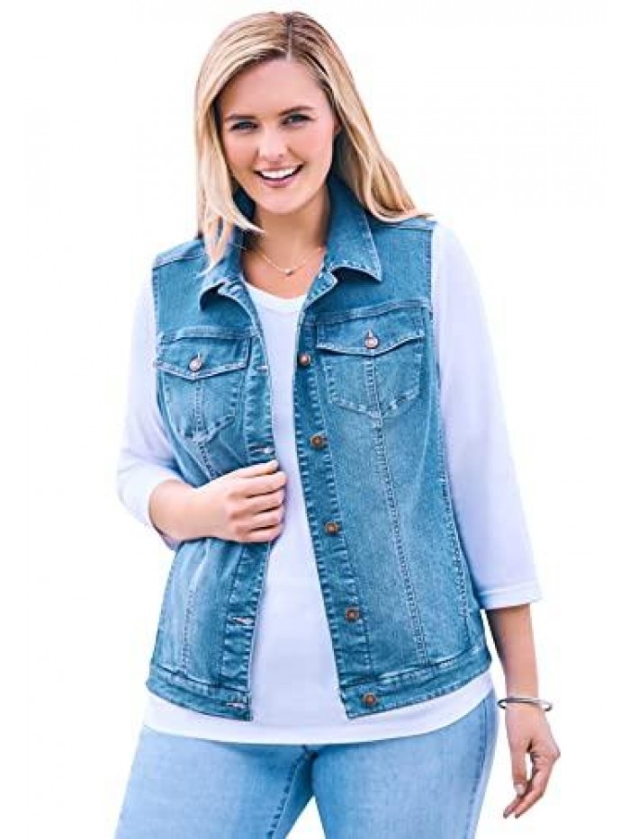 Within Women's Plus Size Stretch Denim Vest 