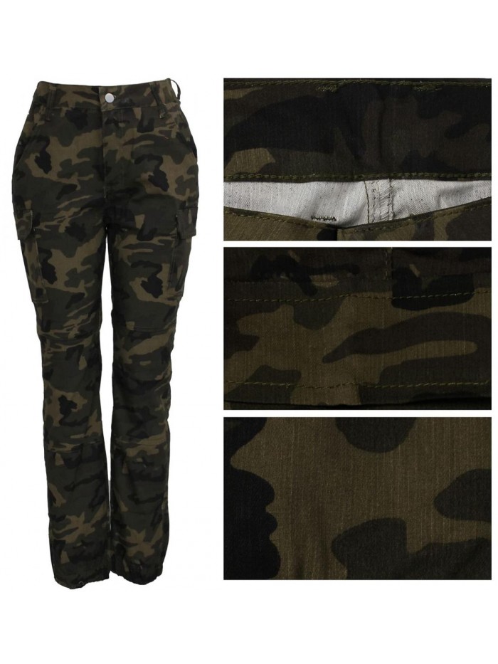 High Waist Slim Fit Jogger Cargo Camo Pants for Women 