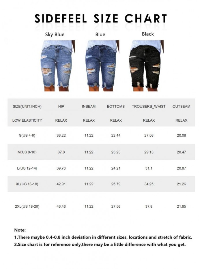 Women Bermuda Shorts Denim Destroyed Raw Hem Shorts Jeans 