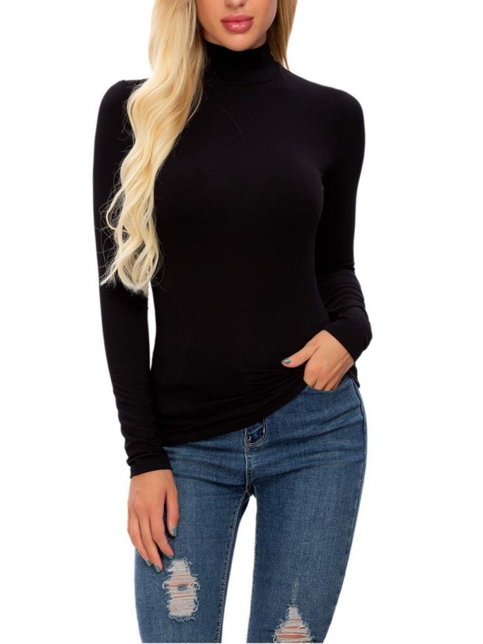 Long Sleeve Layering Turtleneck Shirt Lightweight Pullover Basic Tee Top 