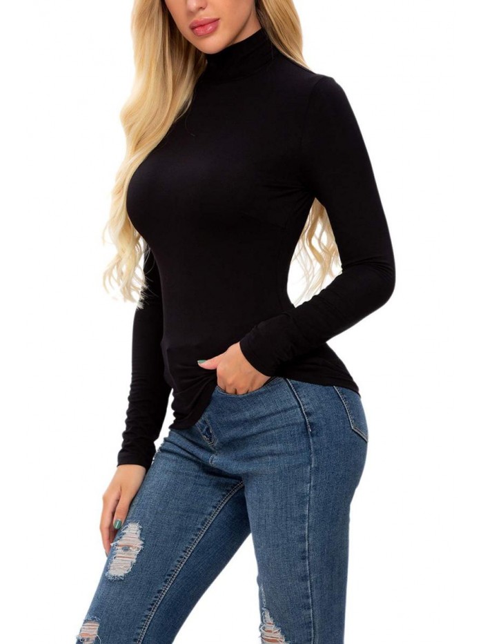 Long Sleeve Layering Turtleneck Shirt Lightweight Pullover Basic Tee Top 