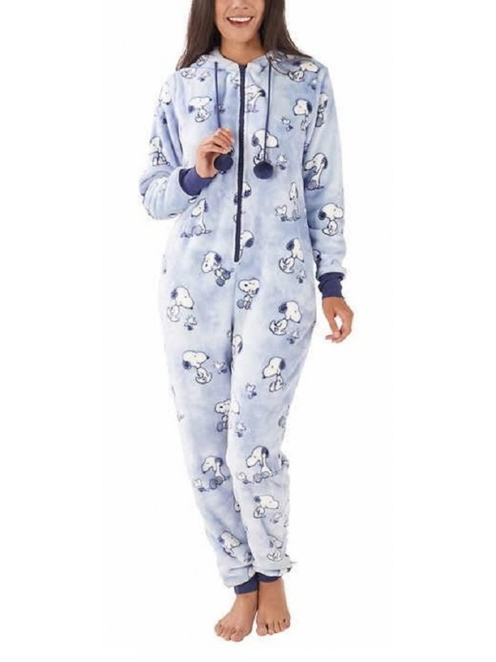 Munki Ladies' Luxe Plush One-Piece Hooded Pajama 