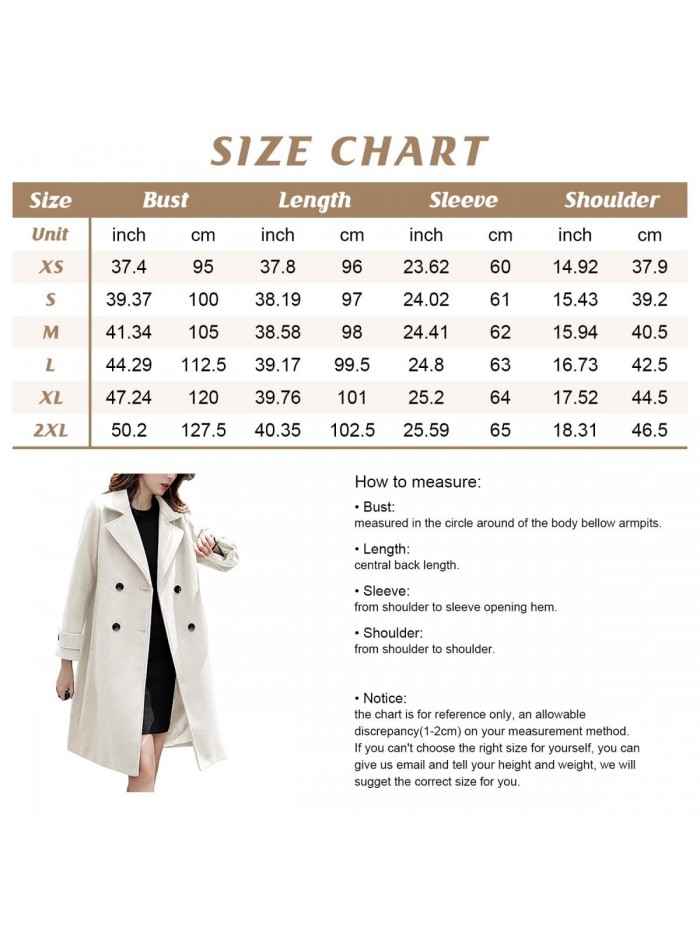 Women's Essential Elegant Wear Double Breasted Mid Long Wool Pea Coat 