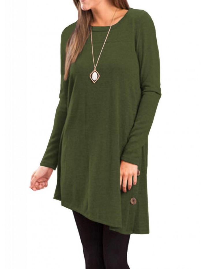 Women's Long Sleeve T Shirts Tunic Dress 