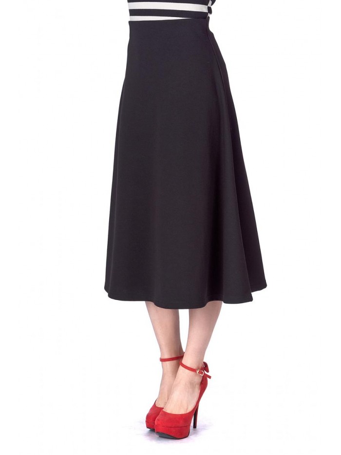 Choice Elastic Waist A-line Flared Long Skirt 