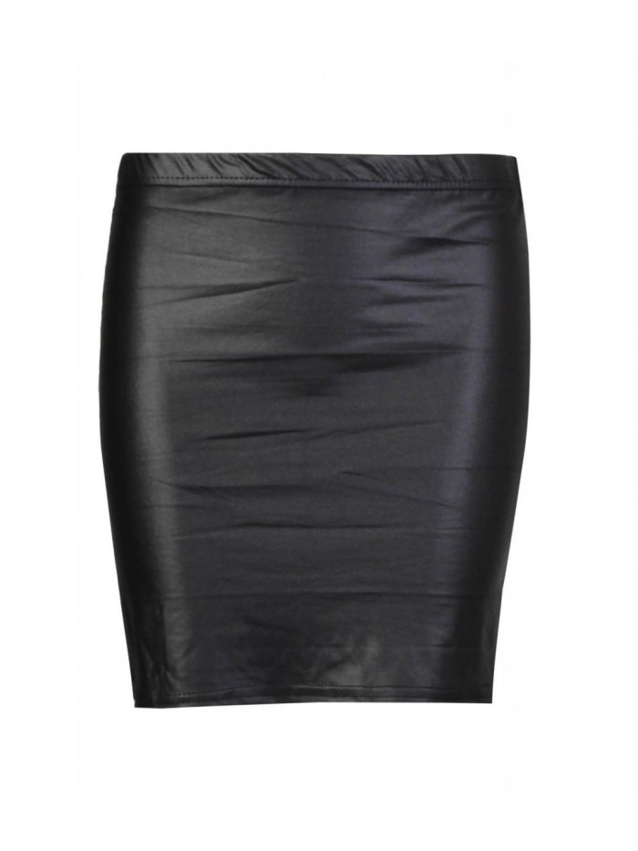 Fashion Womens Celebrity Inspired High Waisted Wetlook Bodycon Pencil Skirt 