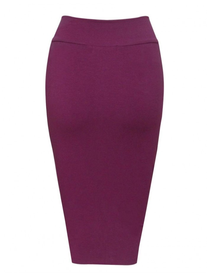 WARE Womens Stylish Exposed Front Zip Stretchy Pencil Skirt 