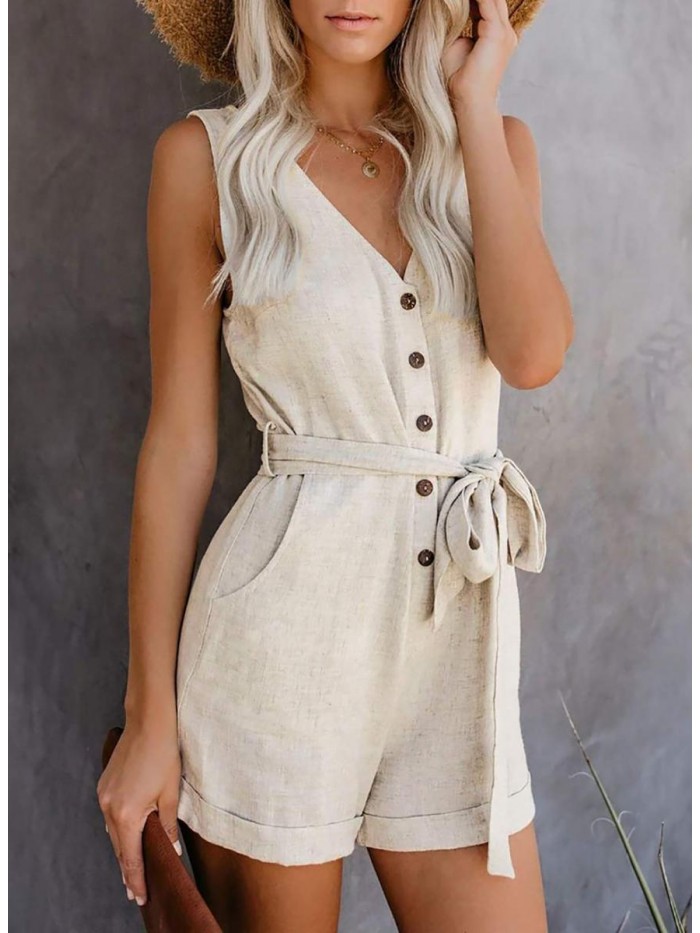 Women V Neck Bat Sleeve Belted Wrap Short Jumpsuit,S-XL 