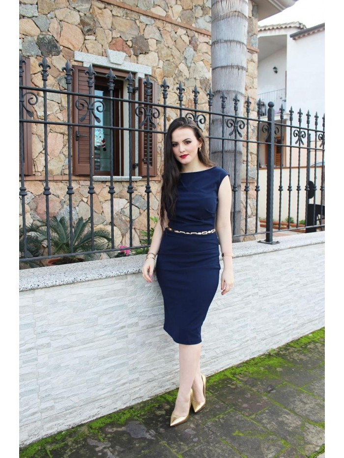 Women's Retro Ruffle Style Slim Work Pencil Dress 