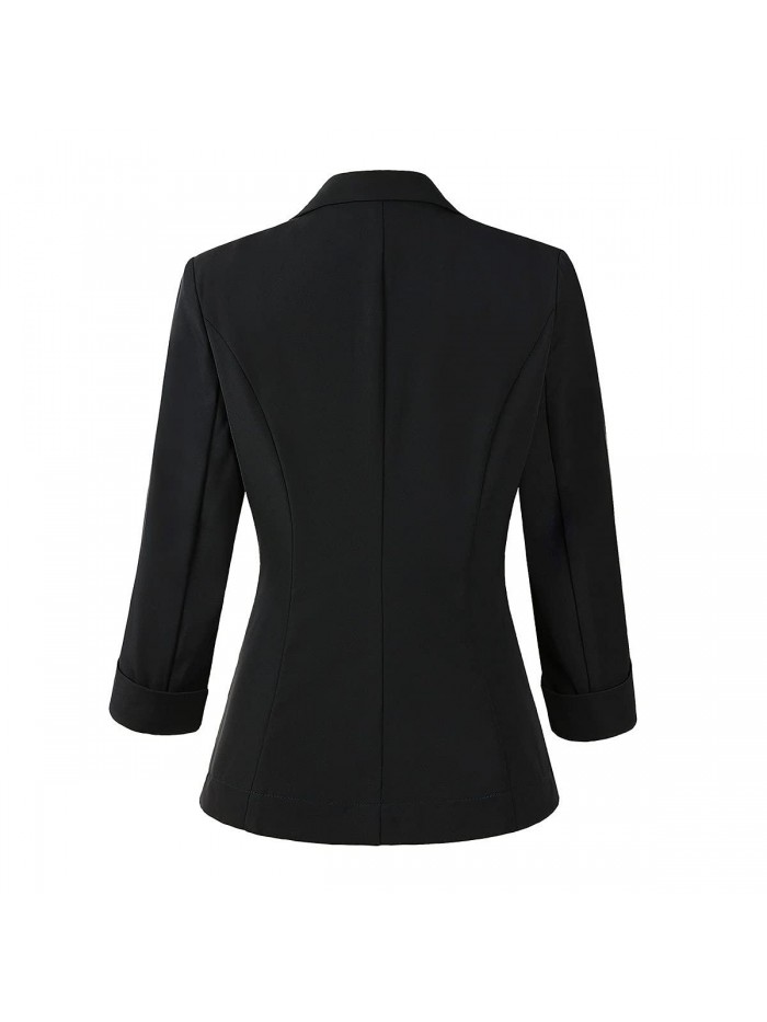 3/4 Sleeve Lightweight Office Work Suit Jacket Boyfriend Blazer 