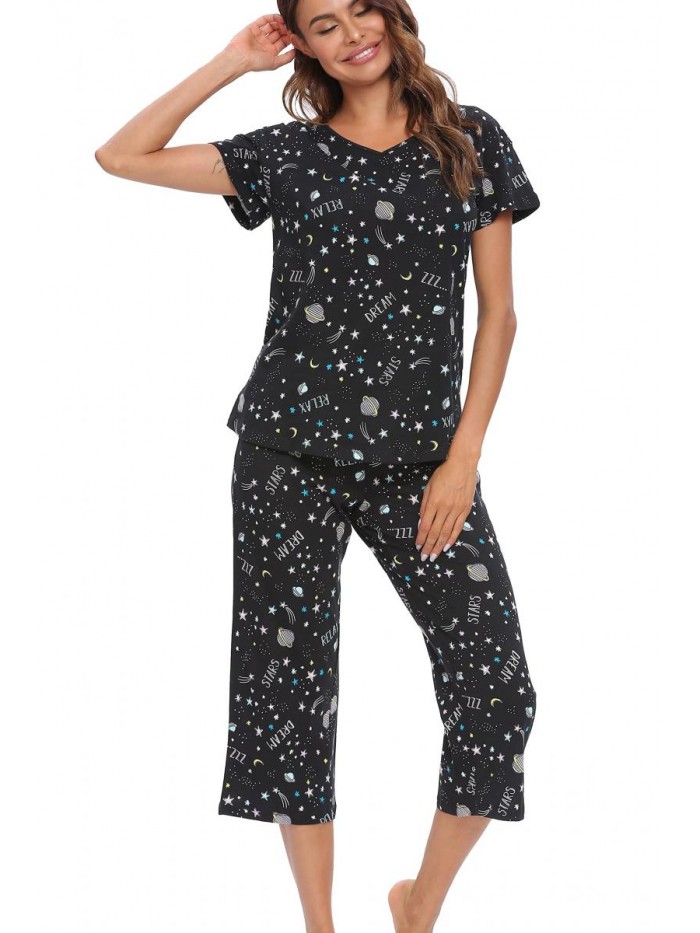 Women's Sleepwear Tops with Capri Pants Pajama Sets 