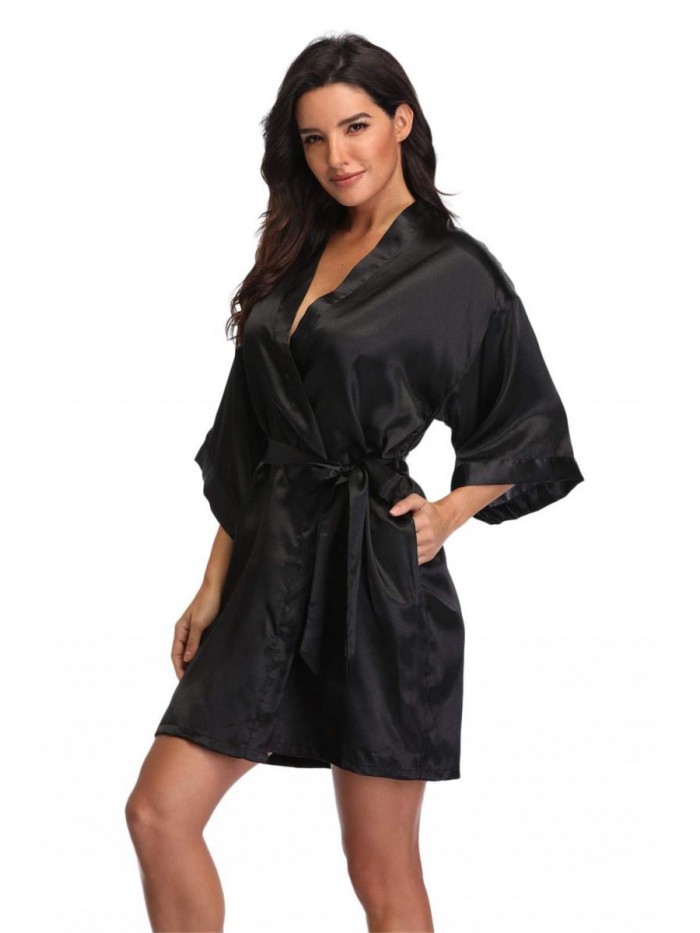 Pure Short Silky Robes Bridesmaid Bride Party Satin Robes Sleepwear 