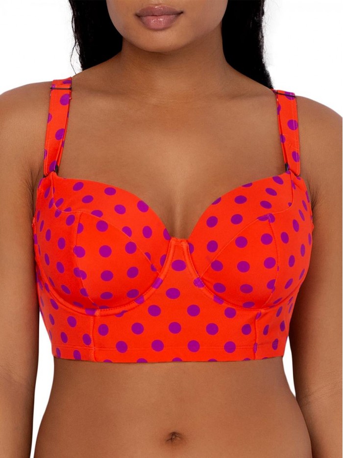 Sexy Women's Plus-Size Long Lined Underwire Bikini Top  