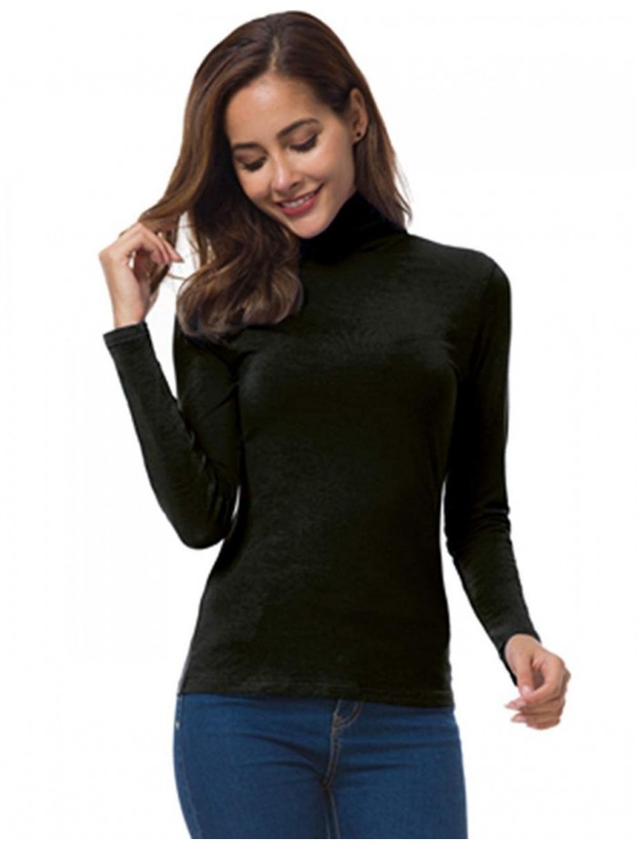 Womens Long Sleeve Turtleneck Lightweight Slim Active Shirts 