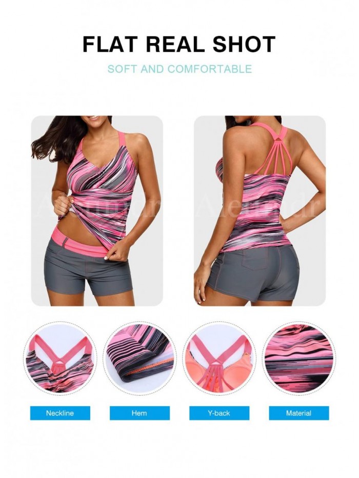 Womens Printed Strappy Racerback Tankini Swim Top No Bottom S - XXXL 