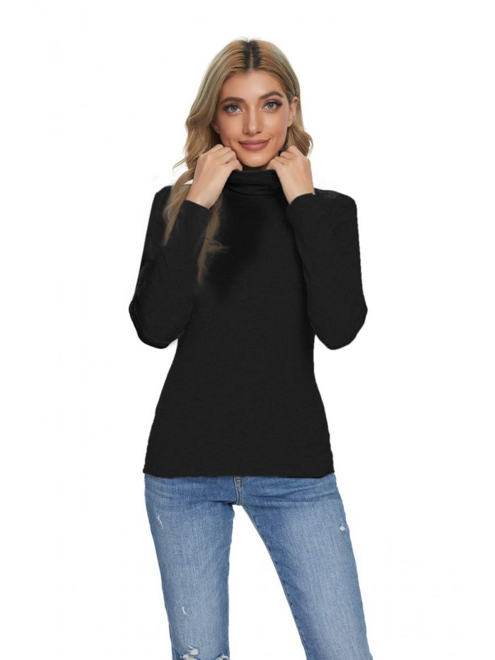 Evagnee Womens Long Sleeve Turtleneck Lightweight Slim Active Shirt