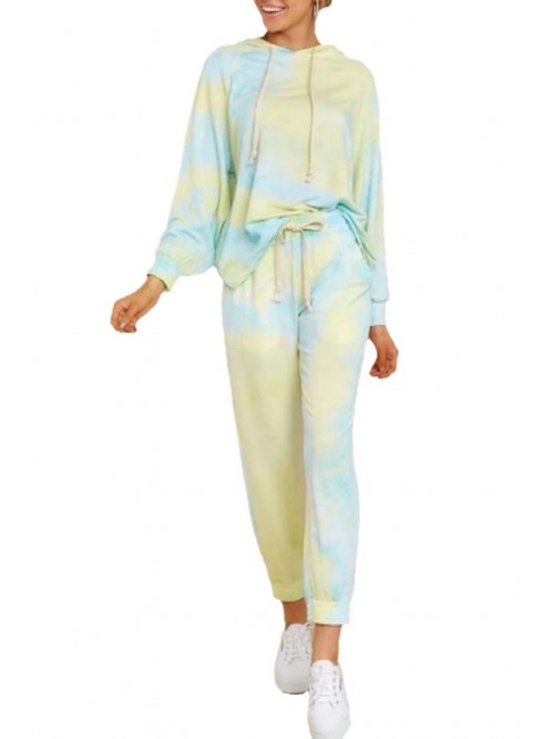 2 Piece Tie Dye Sweatsuit Set Long Sleeve Pullover...