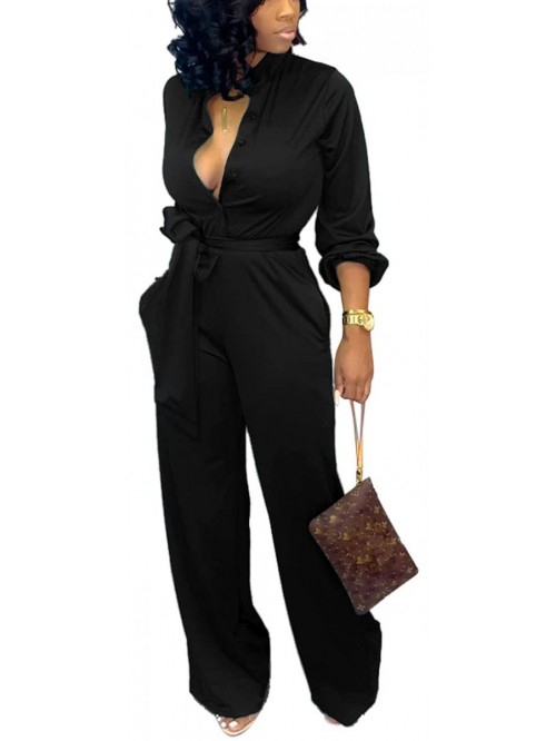 Sexy Jumpsuits Elegant Long Sleeve Straight Long P...