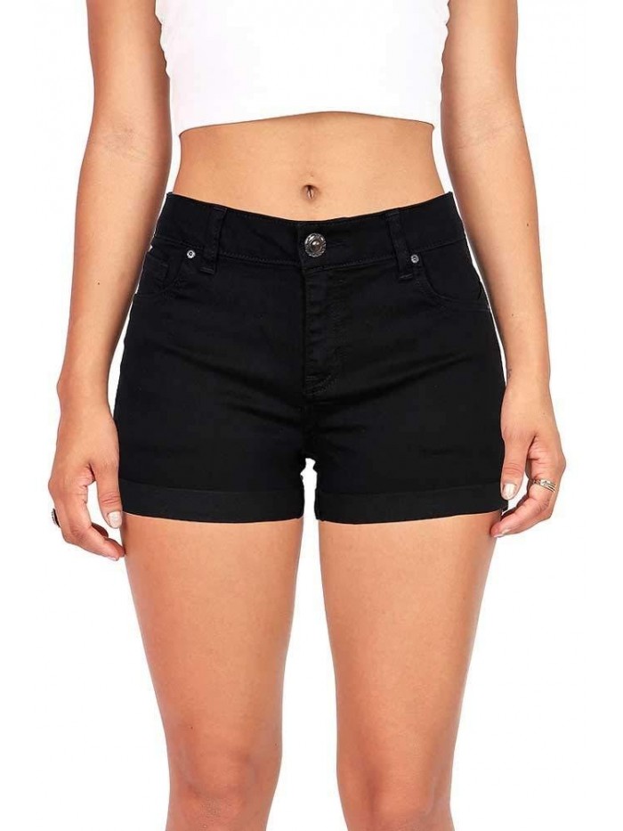 Women's Juniors Mid-Rise Denim Shorts 