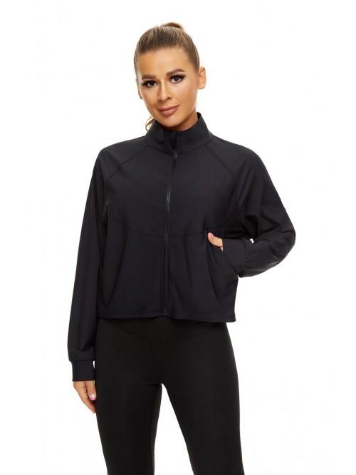 Athletic Zip Up Cropped Jackets Long Sleeve Workou...