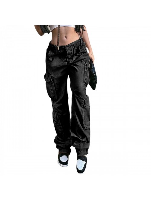 Baggy Cargo Pants High Waist Wide Straight Leg Pun...