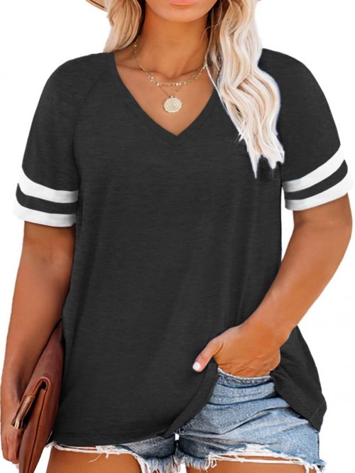 Plus-Size Tops for Women Short Sleeve Oversized Tu...