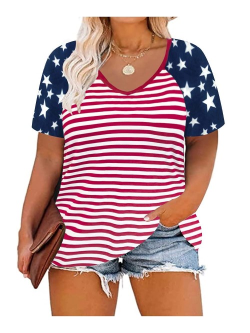 Womens Plus Size Tops Short Sleeve Shirts Color Bl...