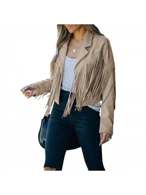 Fringe Jacket Tassel Cardigan Crop Tops Vintage Su...